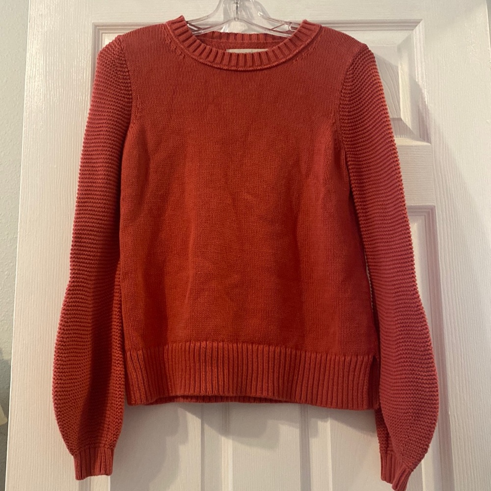 Coral Red Sweater w/ Wide Sleeves